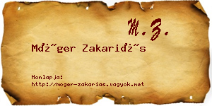 Móger Zakariás névjegykártya